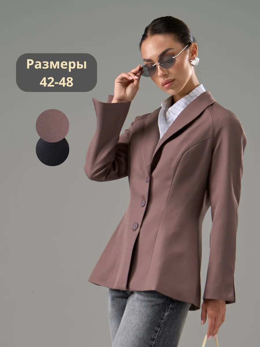 Приталенный пиджак офисный на осень