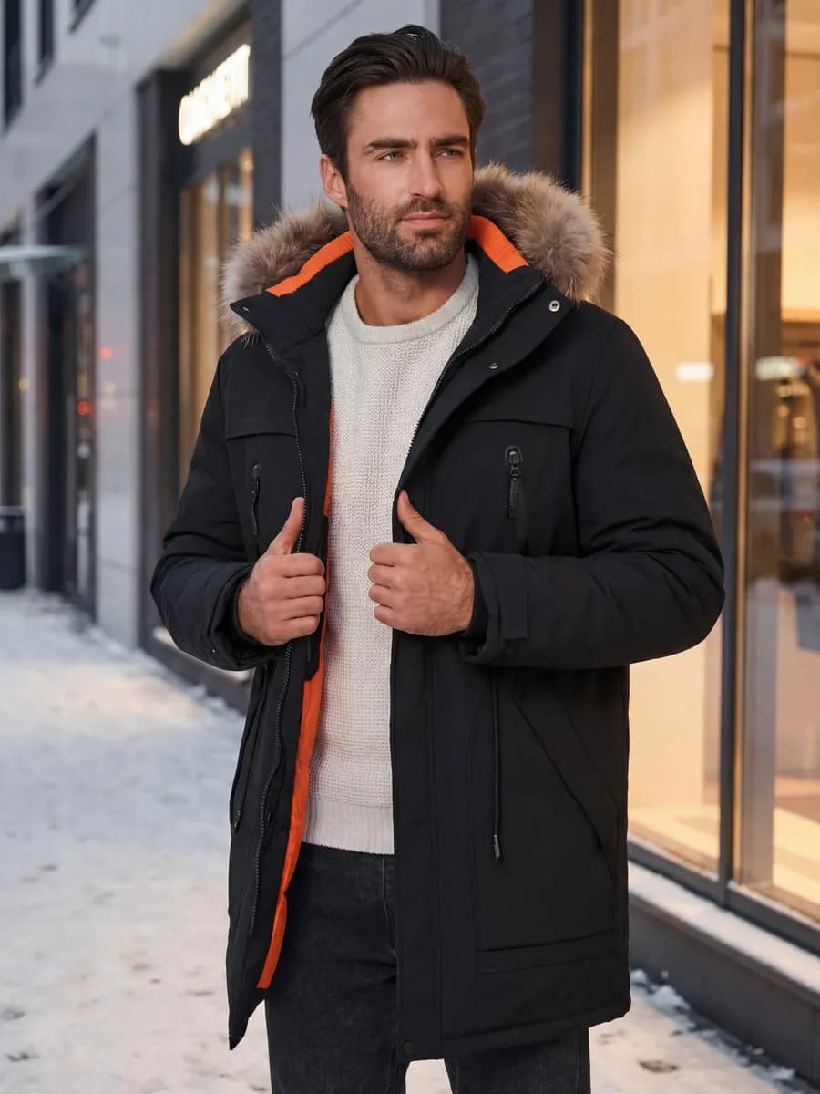 Парка зимняя с мехом на капюшоне - фото 1