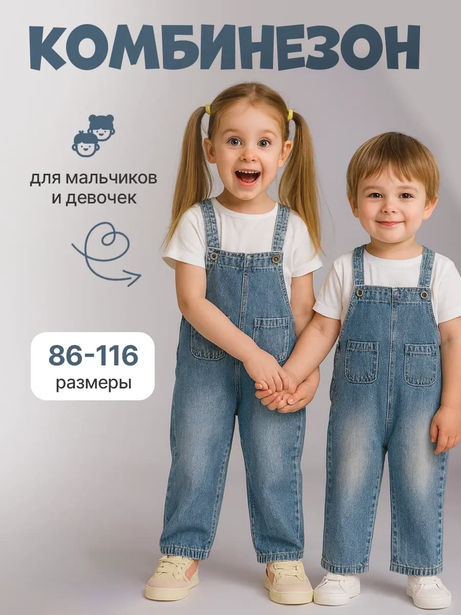 Джинсовый полукомбинезон детский