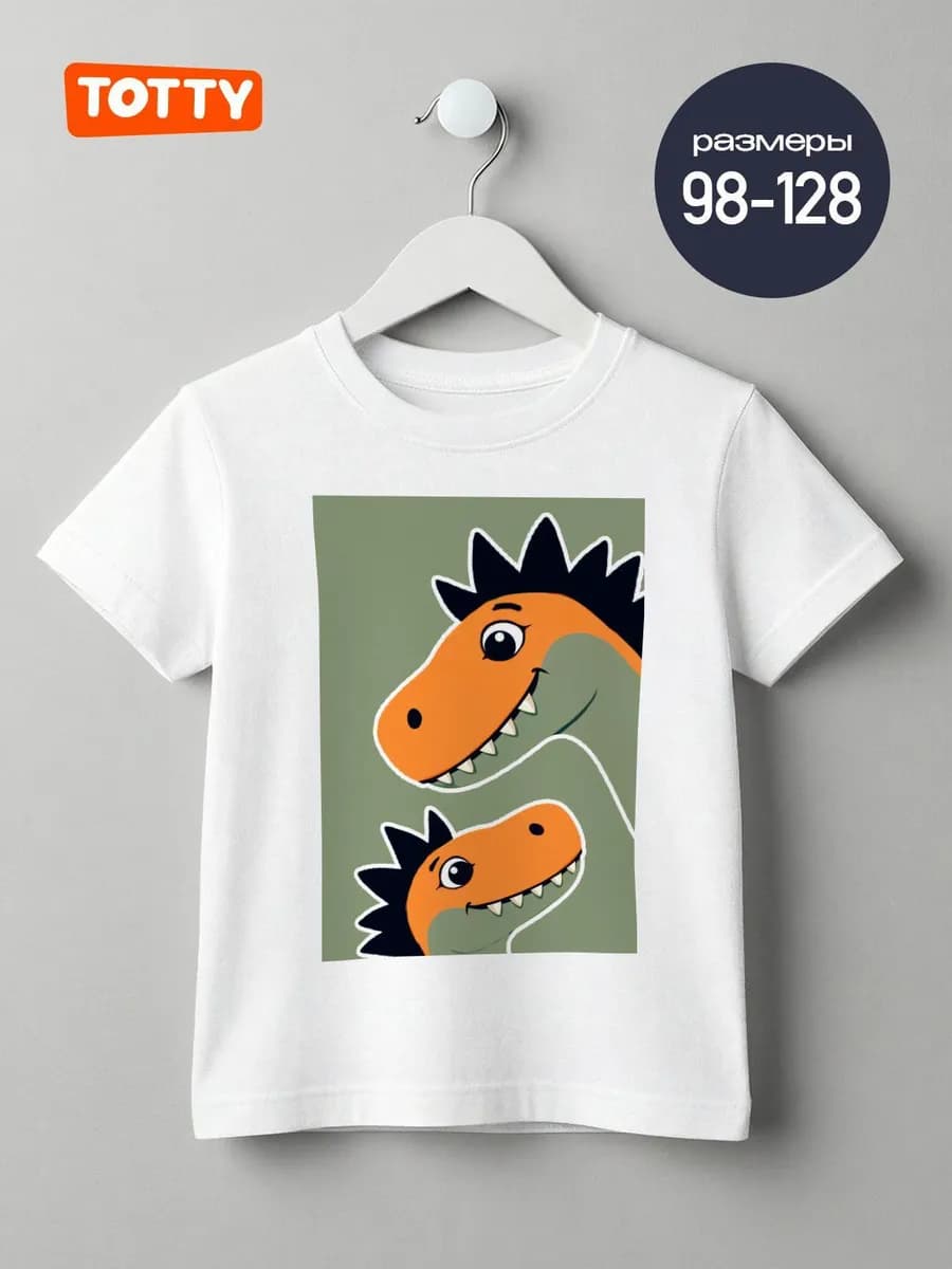 Футболка детская с принтом динозавры