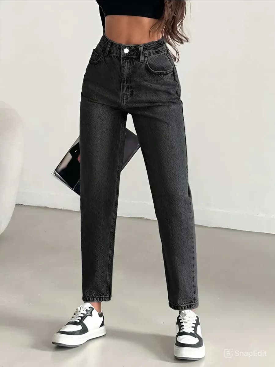 Джинсы бананы мом с высокой посадкой