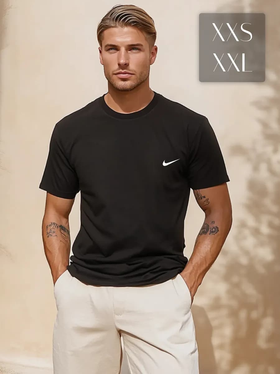 Футболка черная спортивная хлопок