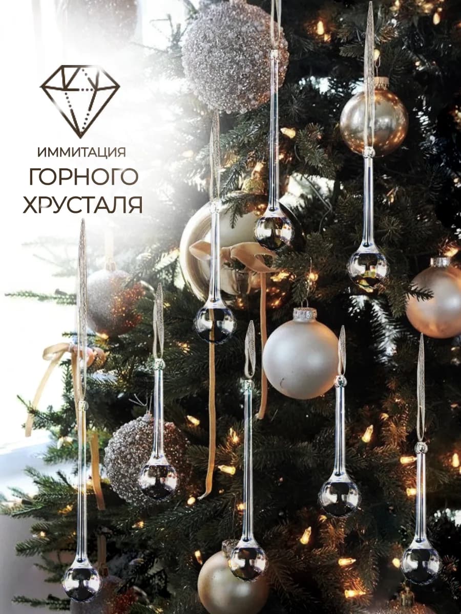 Набор новогодних елочных игрушек Капли 10 шт