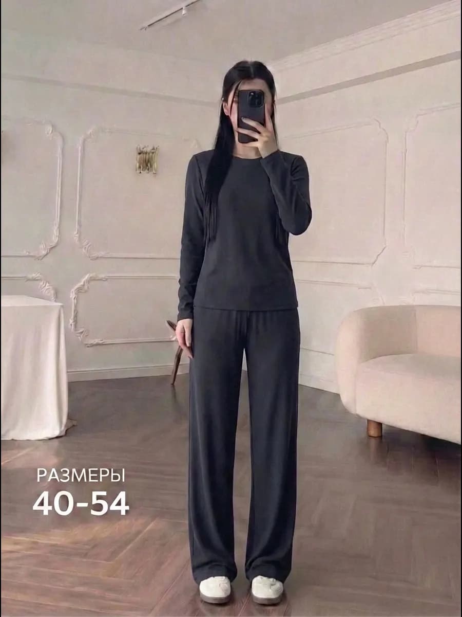 Костюм со штанами теплый лапша-кашемир больших размеров
