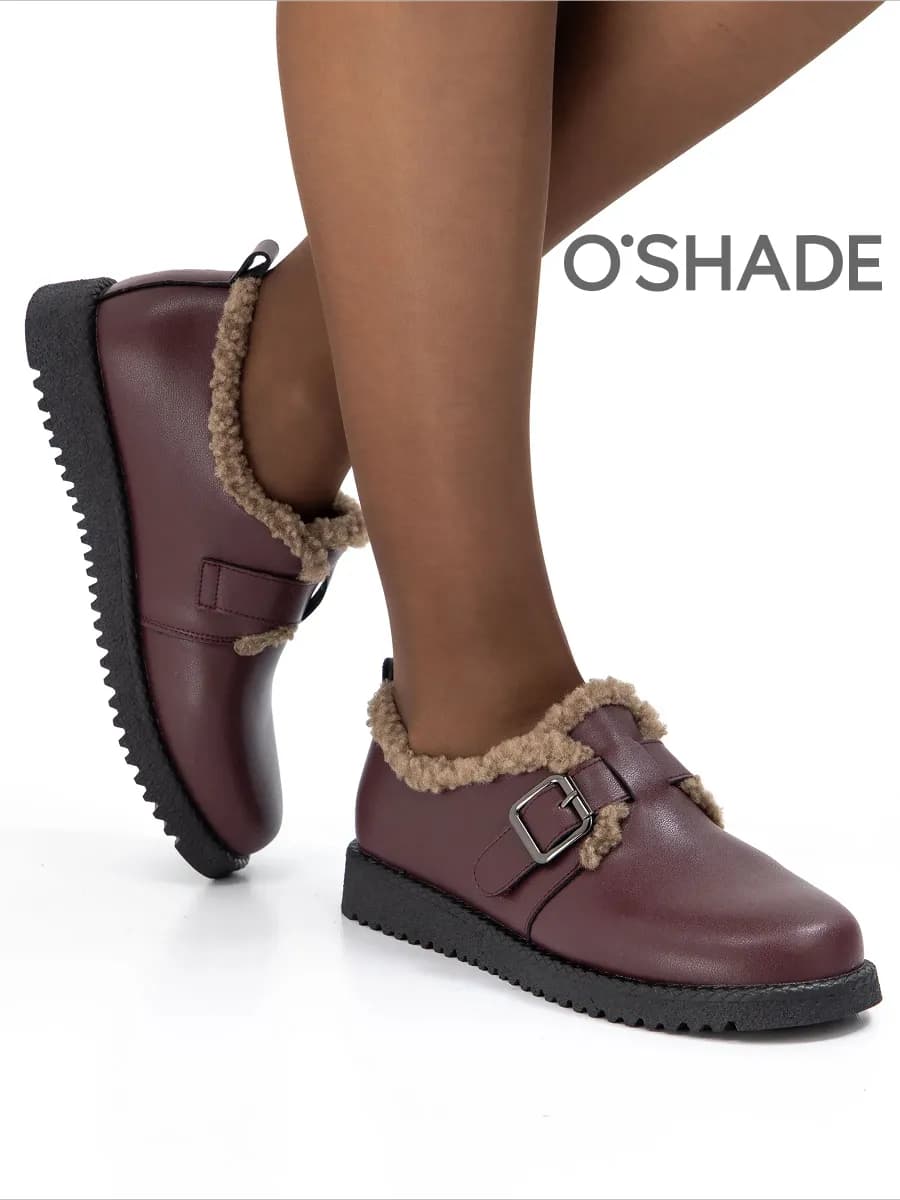 Полуботинки зимние женские бордовые