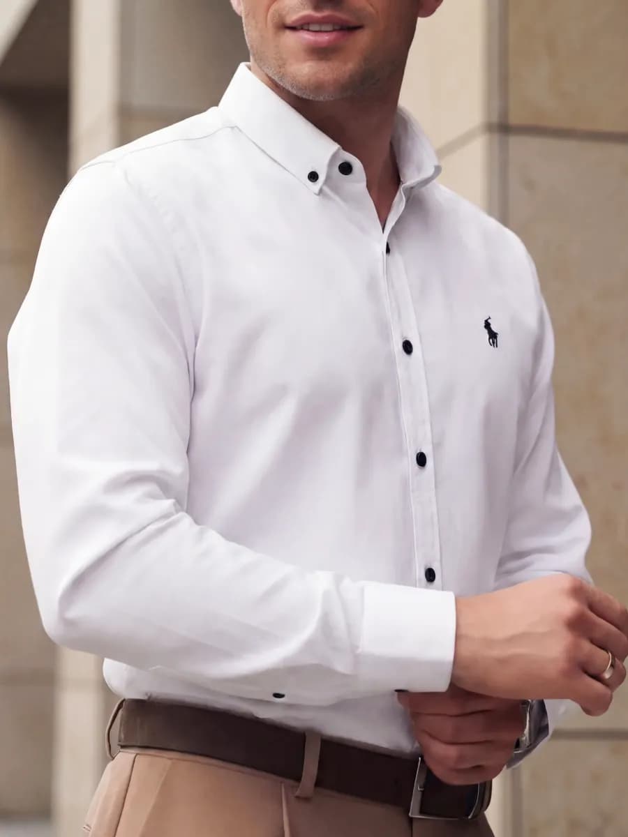 Рубашка с длинным рукавом полуприталенная классическая