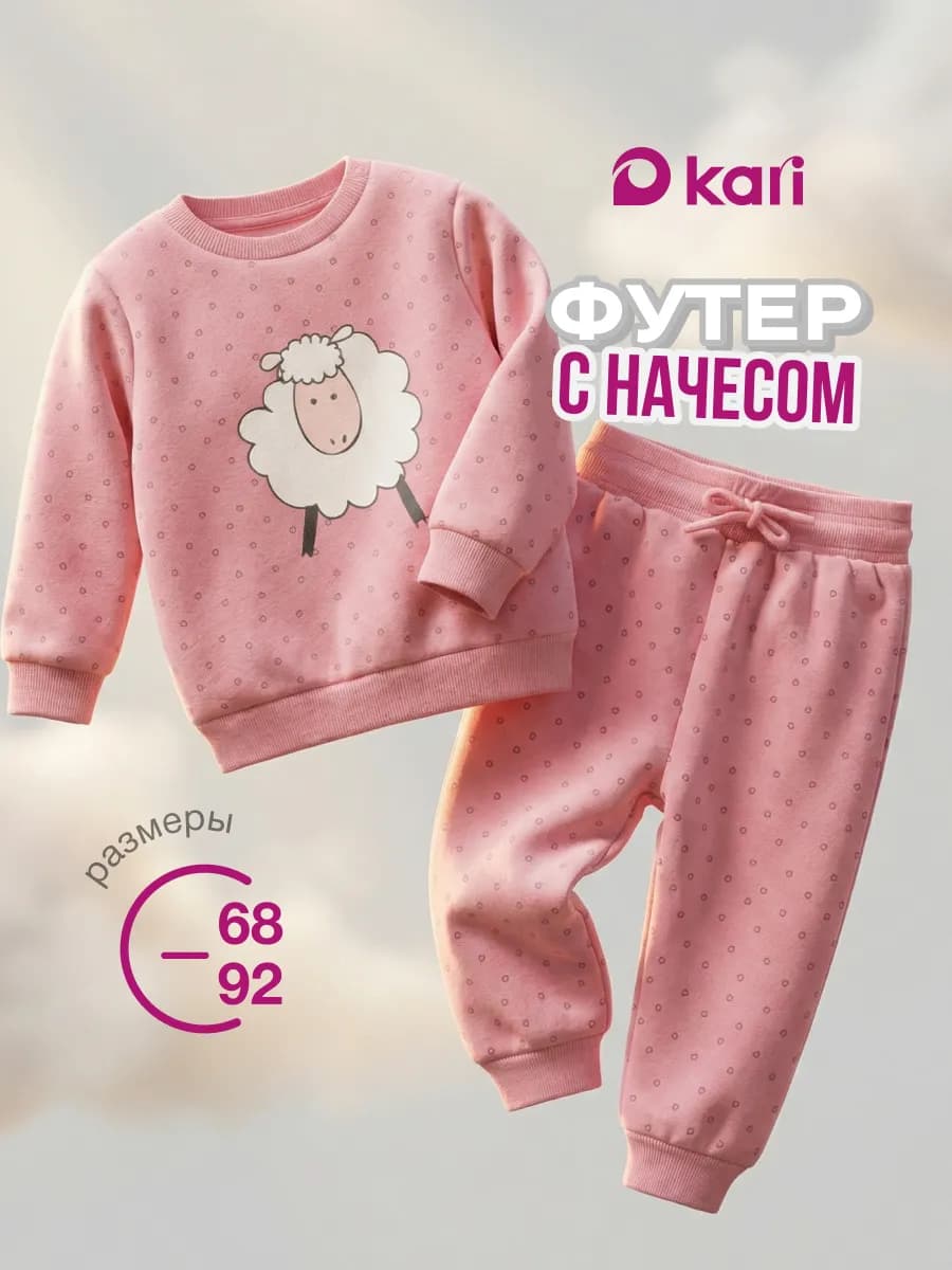 Костюм для девочки розовый с начесом