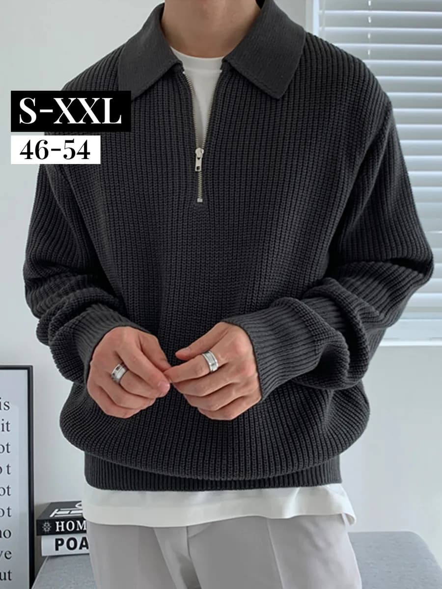 Свитер поло оверсайз шерстяной