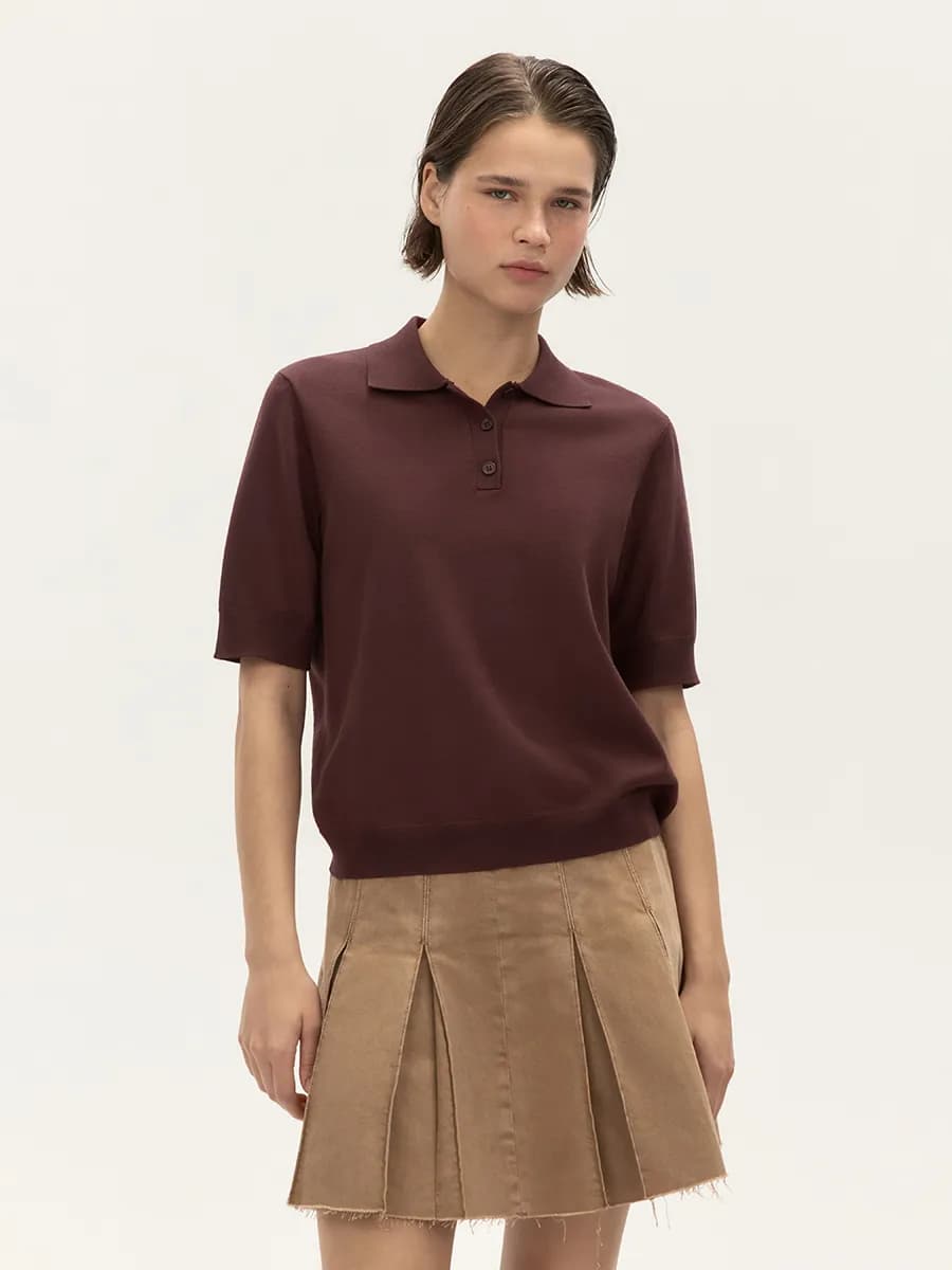 Джемпер-поло из вязаного трикотажа