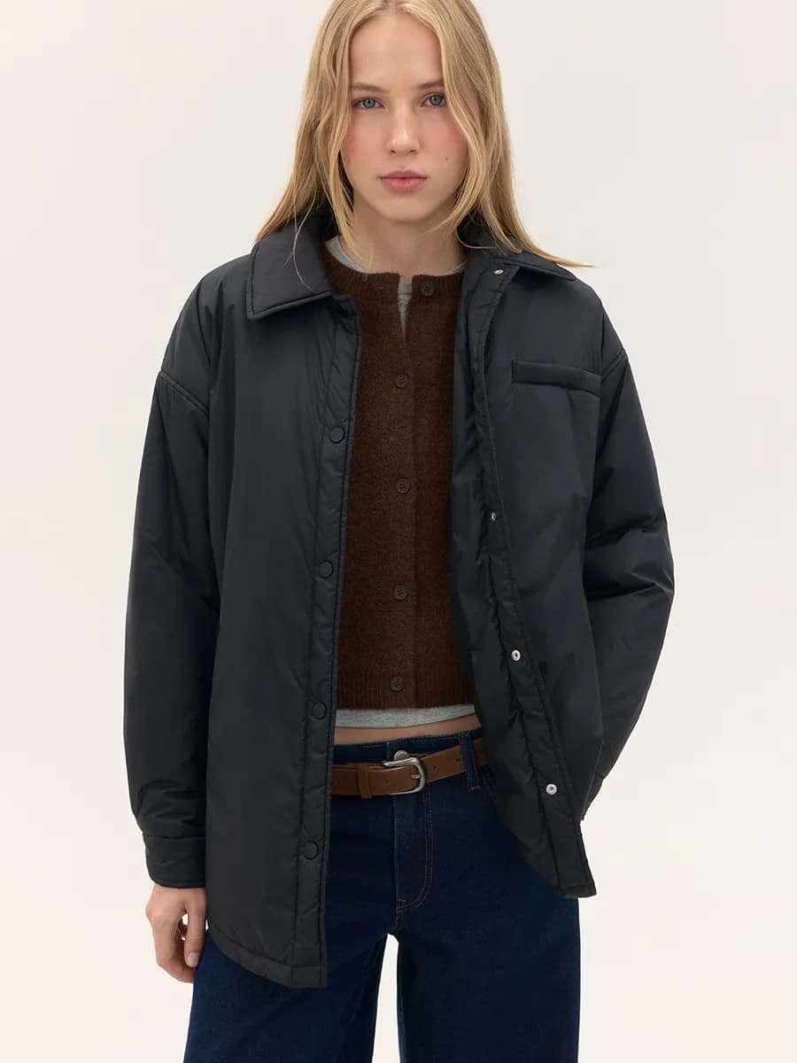 Куртка-рубашка oversize на утеплителе
