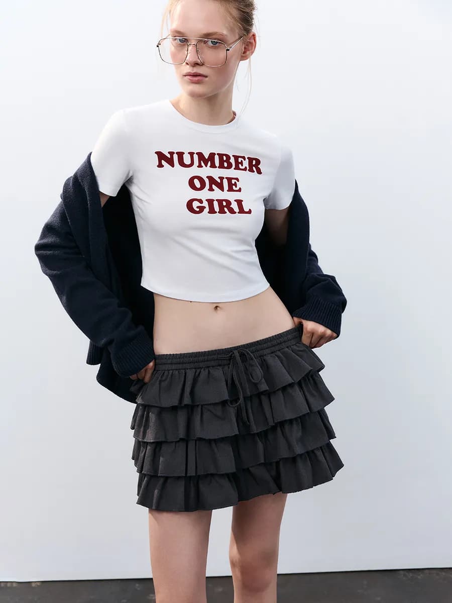 Футболка укороченная с принтом