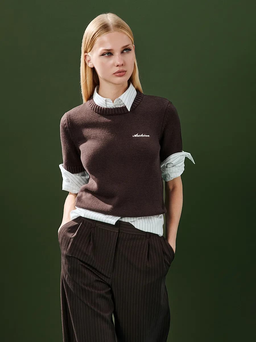 Джемпер вязаный с короткими рукавами