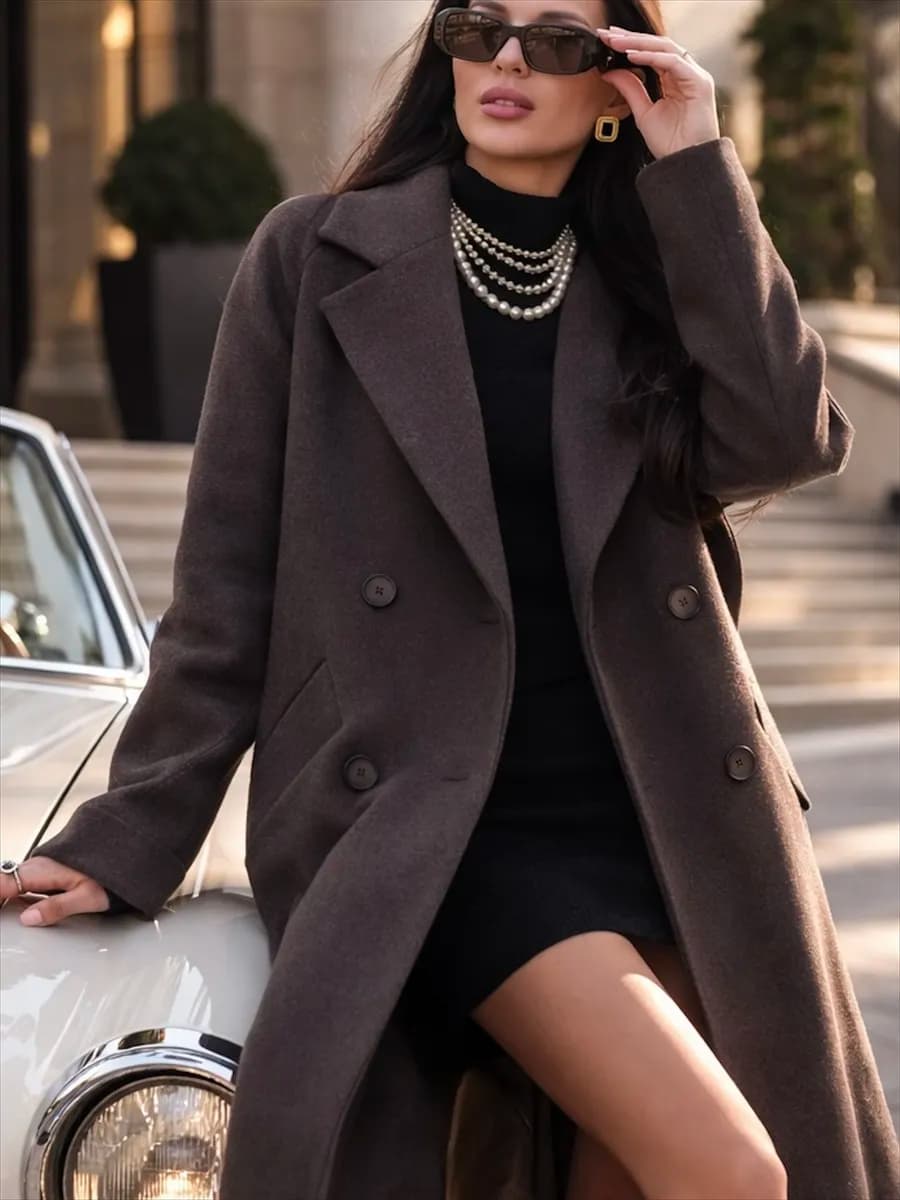 Пальто шерстяное демисезонное длинное