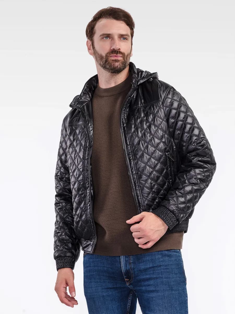 Куртка демисезонная с капюшоном бомбер - фото 1