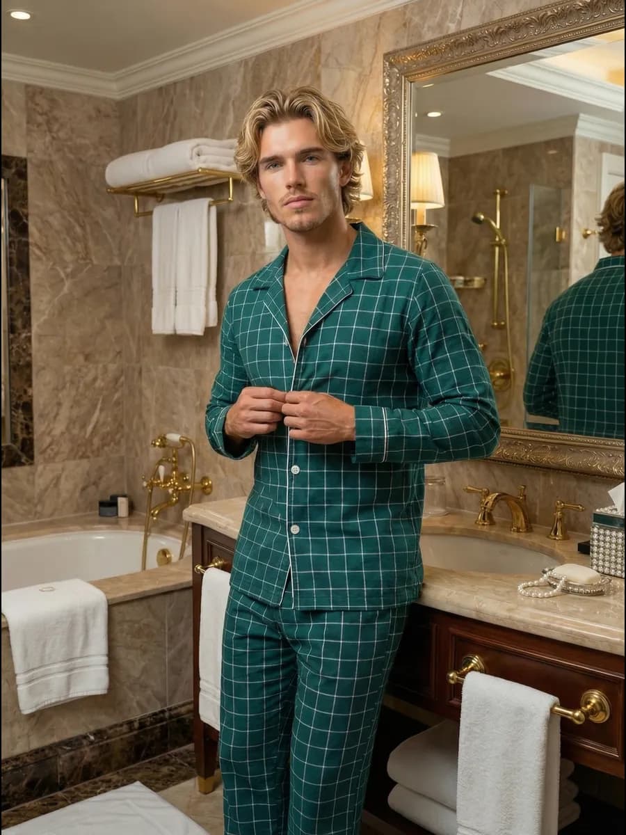 Пижама со штанами и рубашкой домашний костюм - фото 1