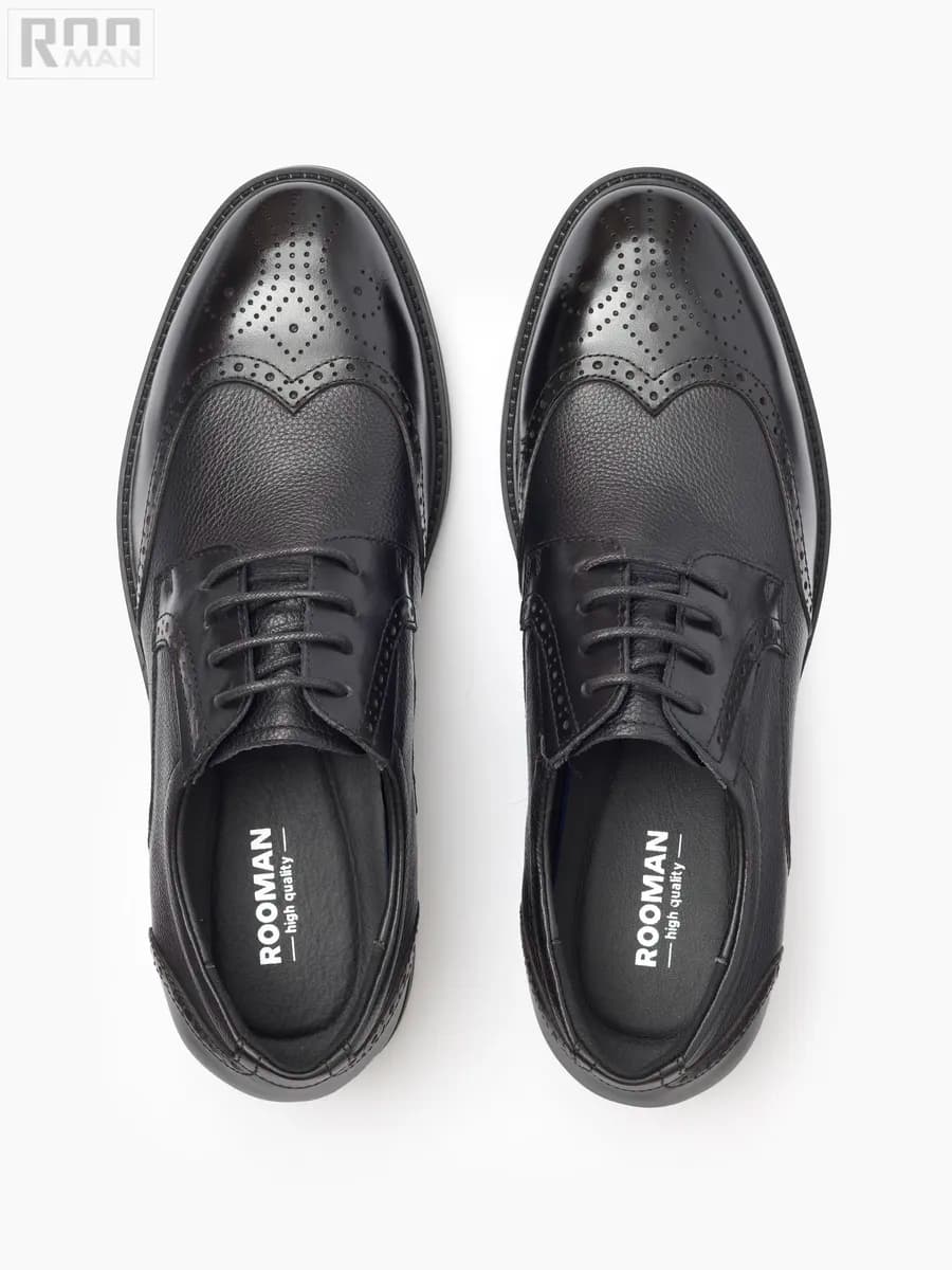 Туфли кожаные на шнуровке - фото 1