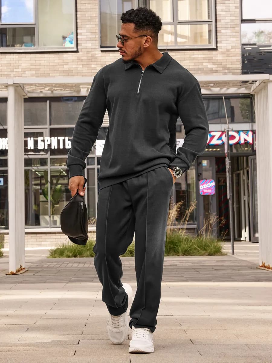 Костюм осенний с брюками графит - фото 1