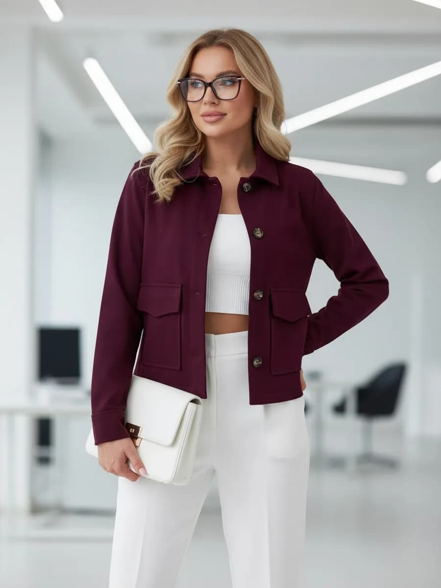 Пиджак трикотажный деловой укороченный old money - фото 1