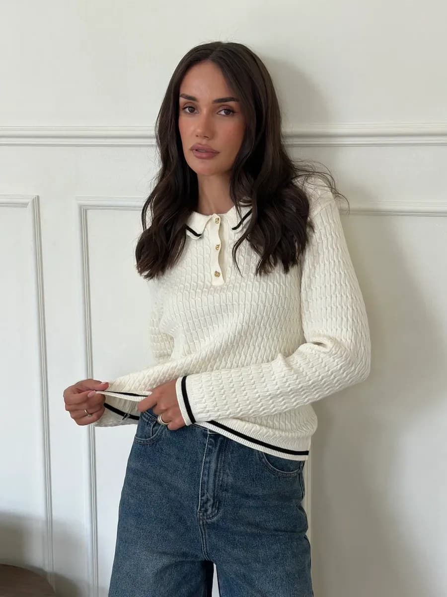 Джемпер поло вязаный женский