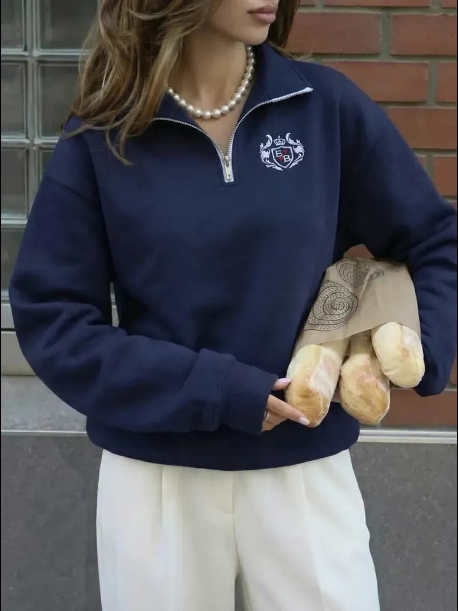 Свитшот толстовка оверсайз полузамок без начеса