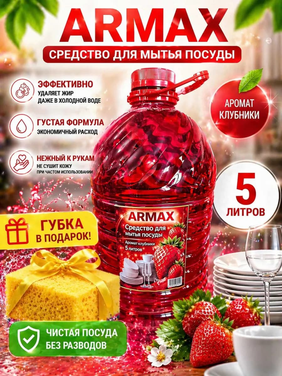 Средство для мытья посуды 5литр клубника