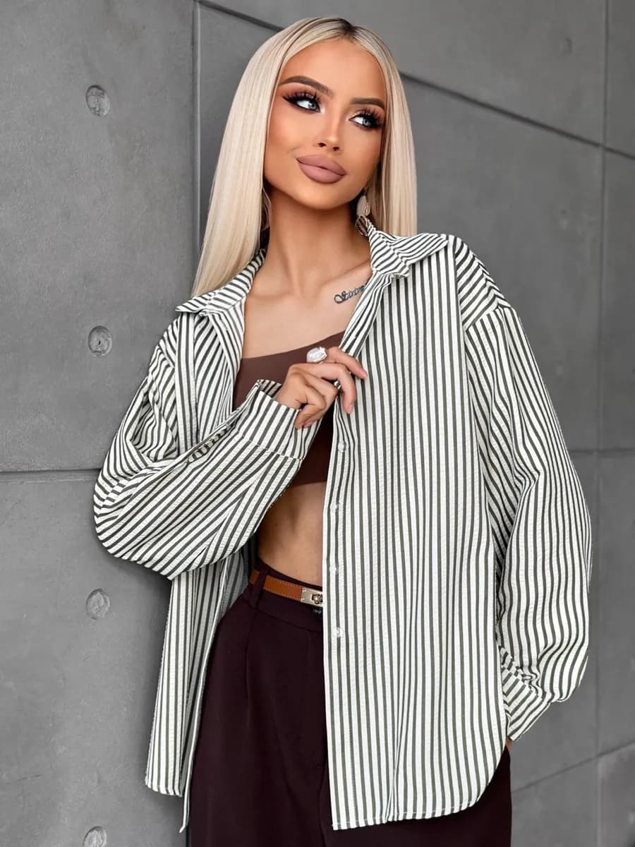 Рубашка в полоску оверсайз