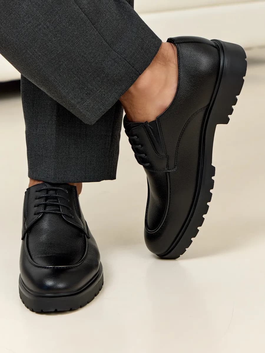 Туфли кожаные лоферы на платформе