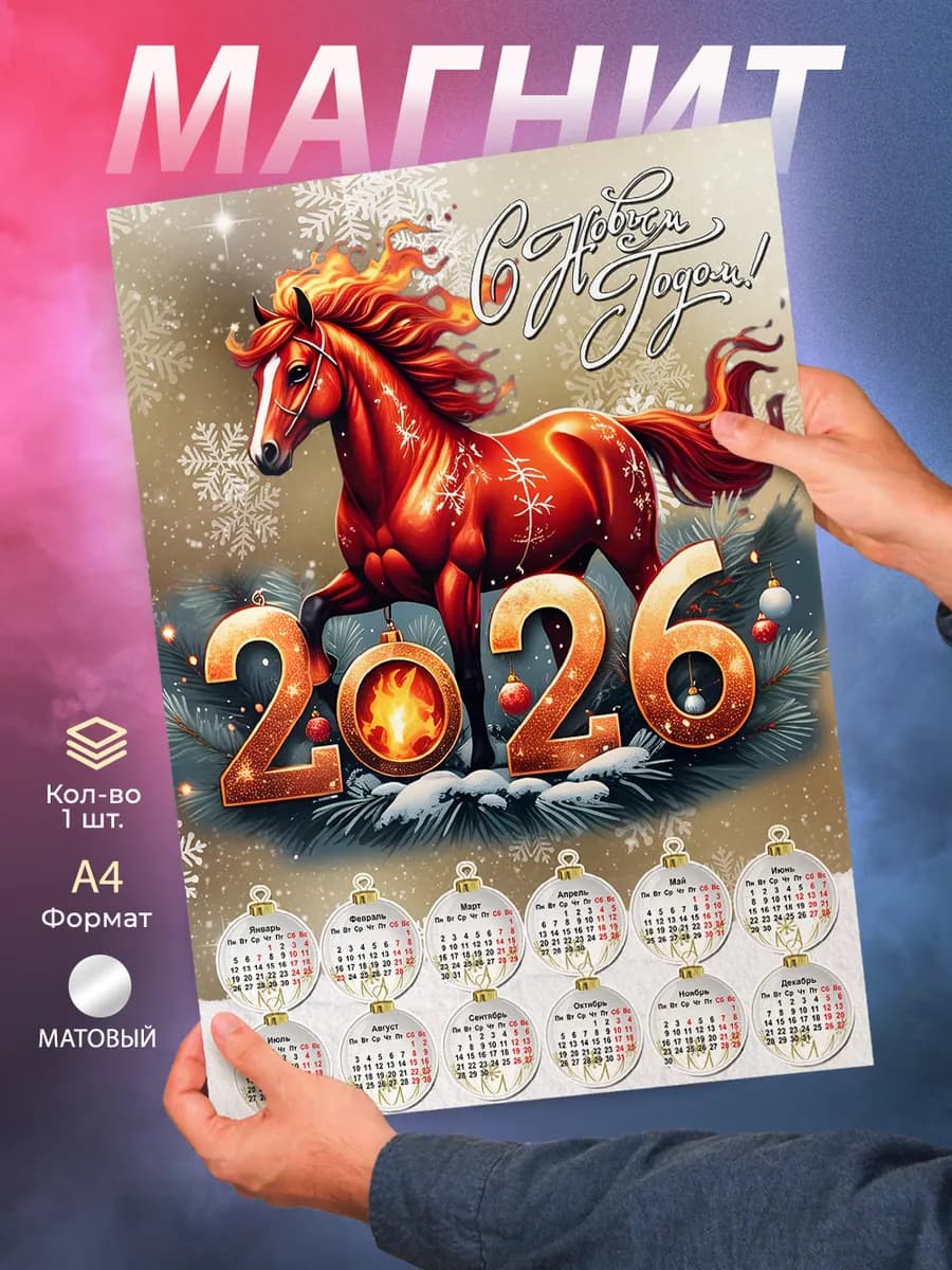 Календарь магнит Лошадь 2026