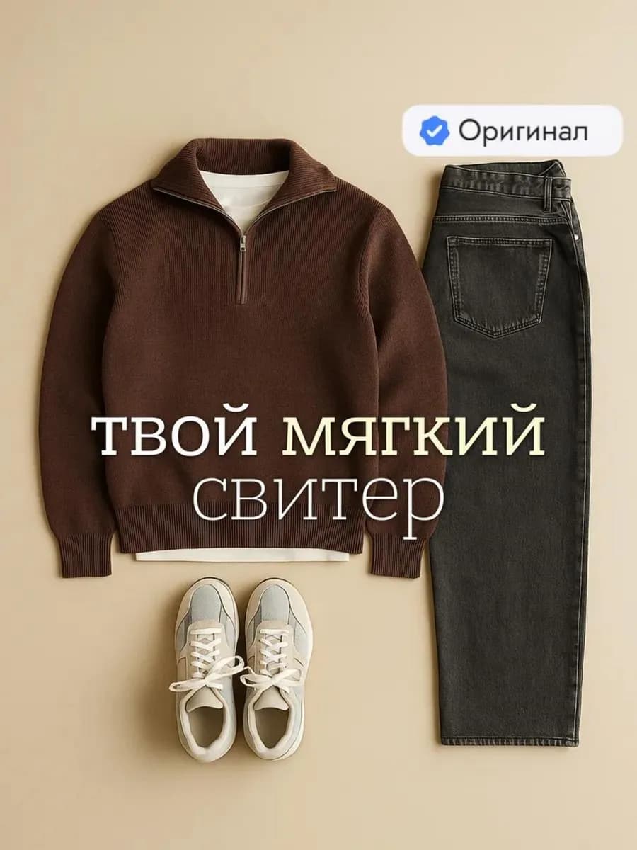 Свитер шерстяной оверсайз на молнии old money