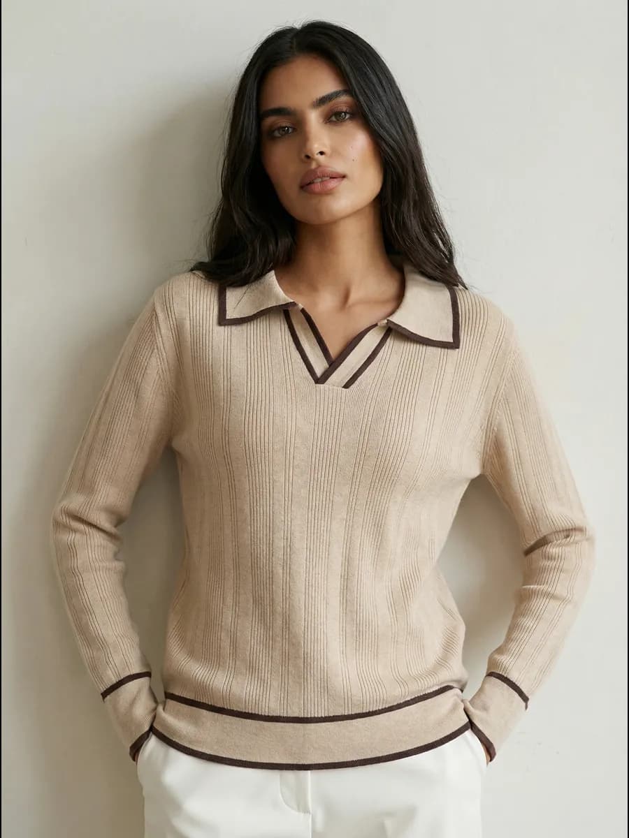 Джемпер поло вязаный