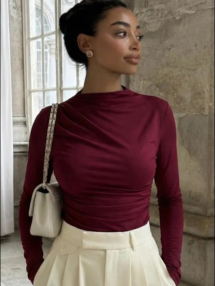 Лонгслив облегающий с длинными рукавами