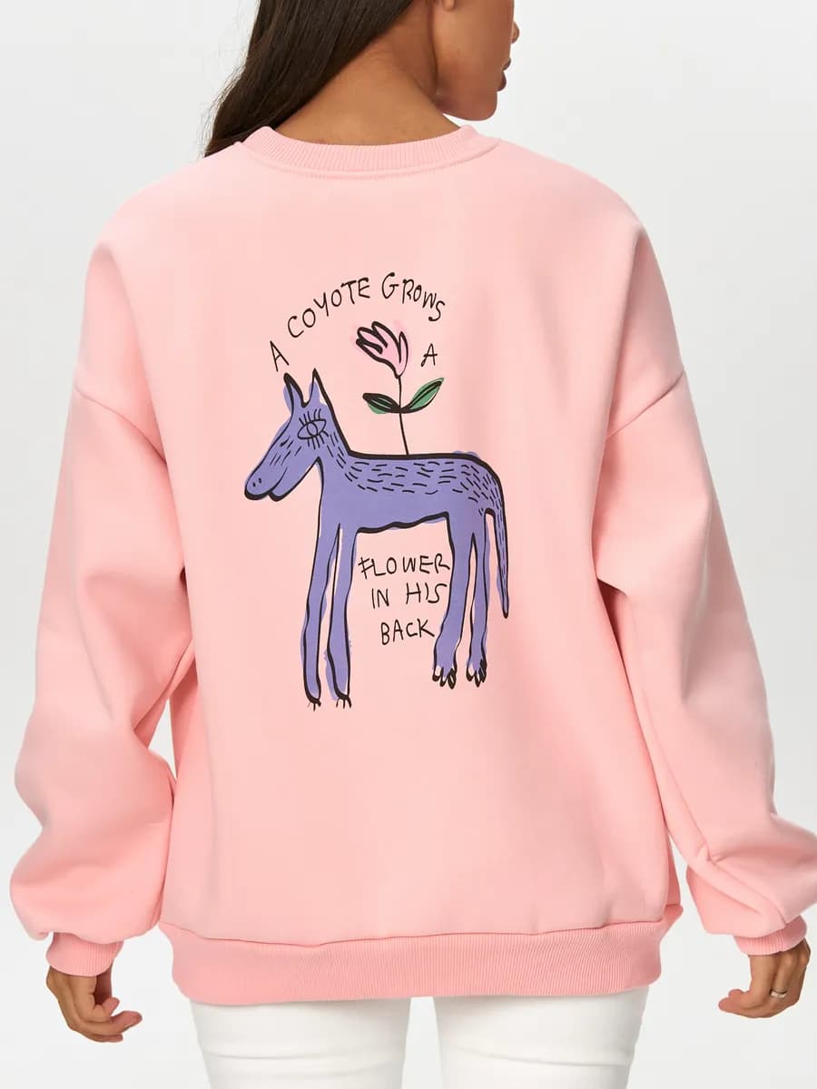 Свитшот оверсайз с начесом розовый - фото 1