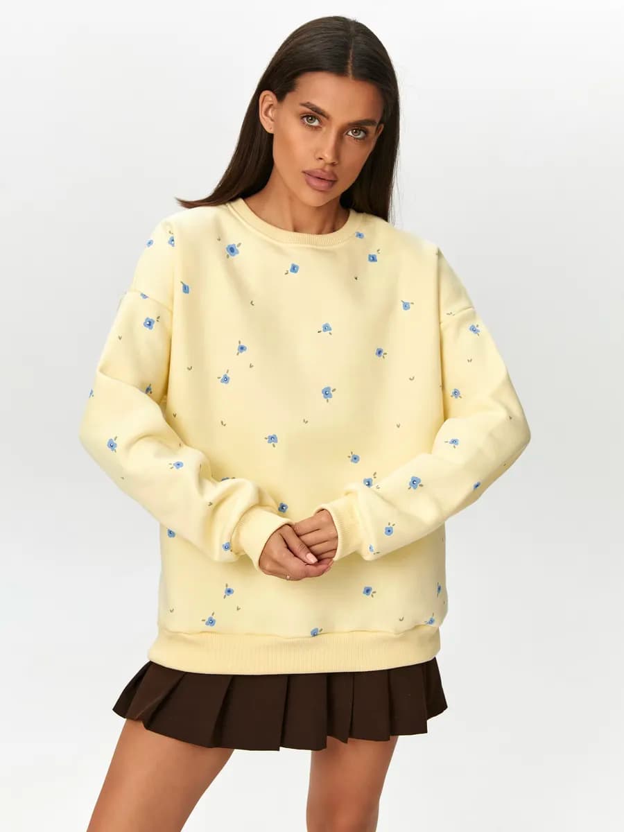 Свитшот оверсайз женский с начесом Незабудки