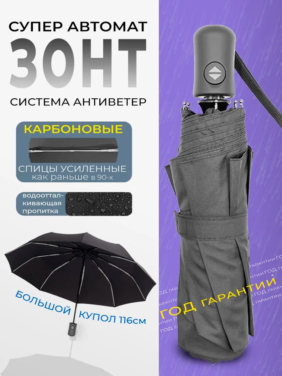 Зонт автомат антиветер компактный усиленный