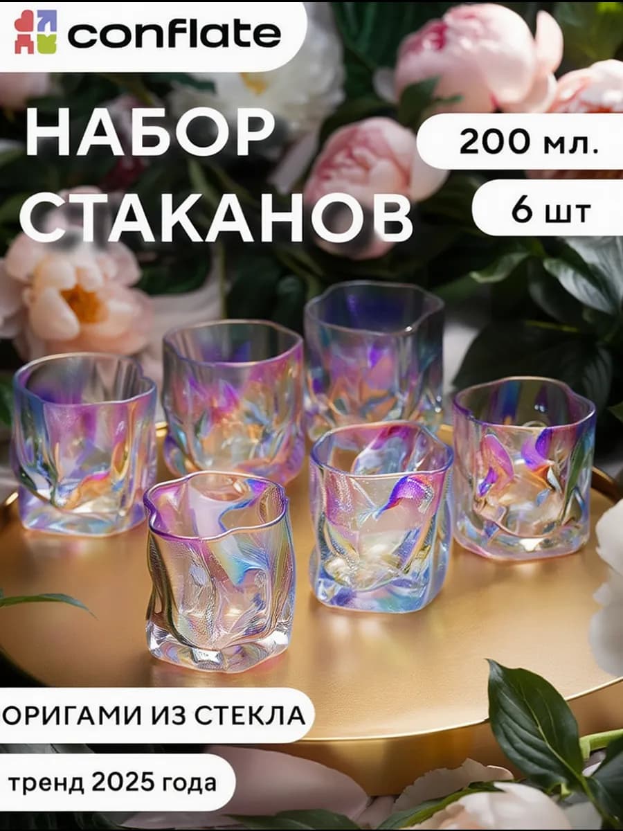 Стаканы стеклянные 6 шт. 200 мл. Излом