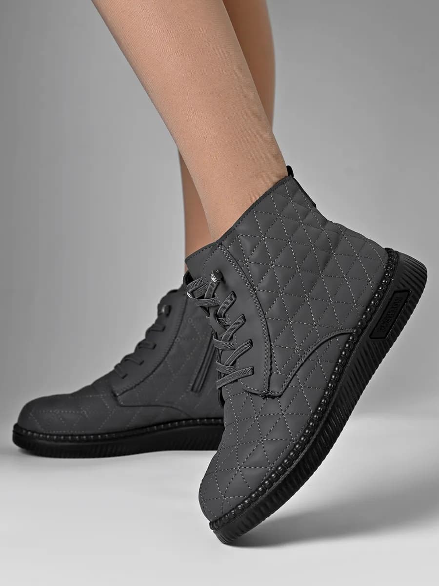 ботинки женские демисезонные на молнии и шнуровке