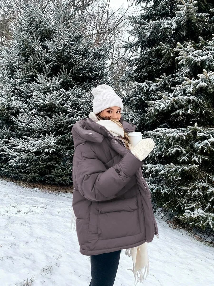 Куртка зимняя удлиненная с капюшоном оверсайз