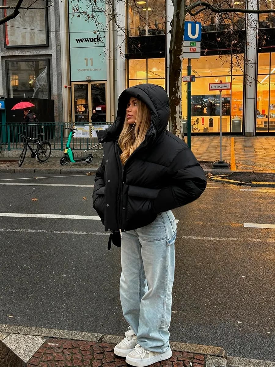 Куртка зимняя удлиненная с капюшоном оверсайз