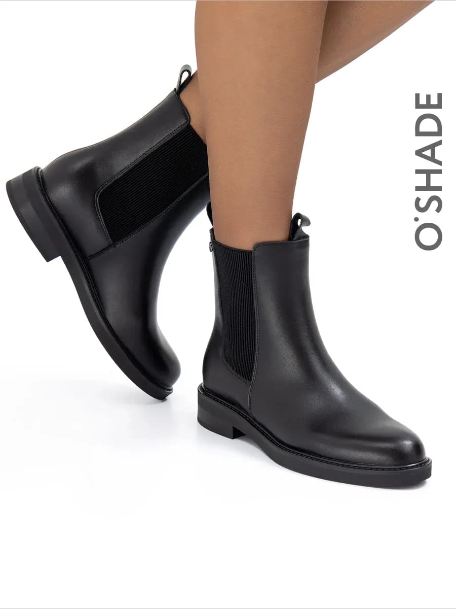 Челси женские демисезонные натуральная кожа черные