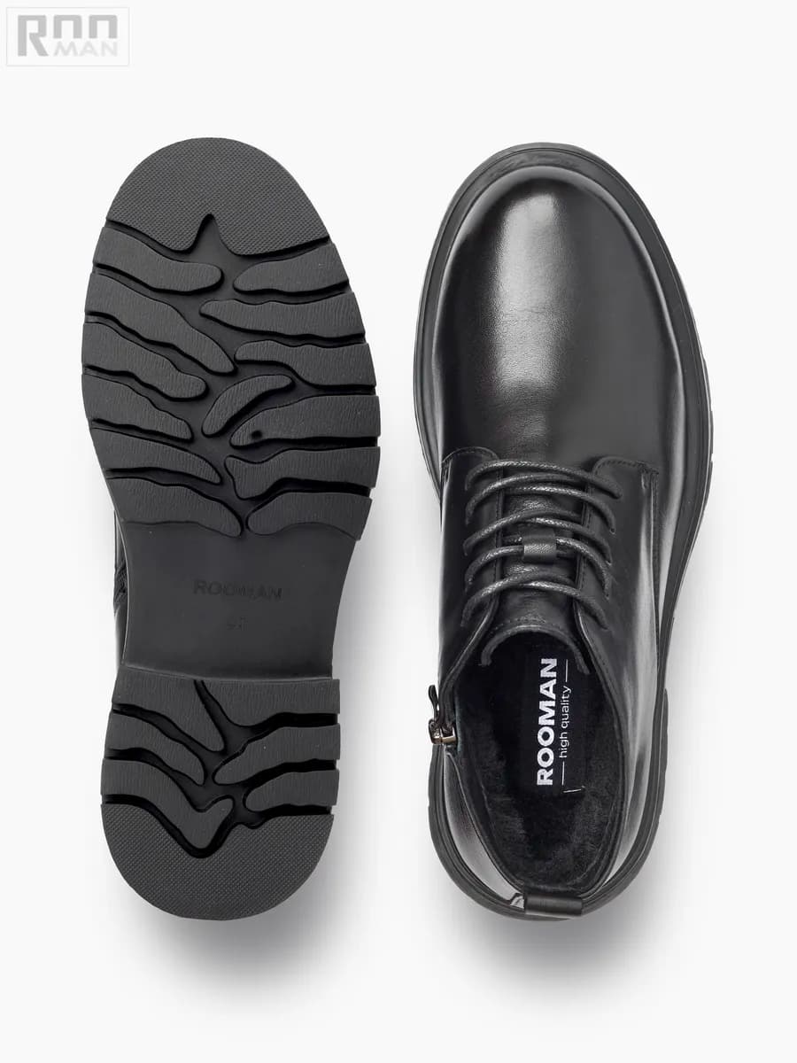 Ботинки зимние кожаные классические на толстой подошве - фото 1