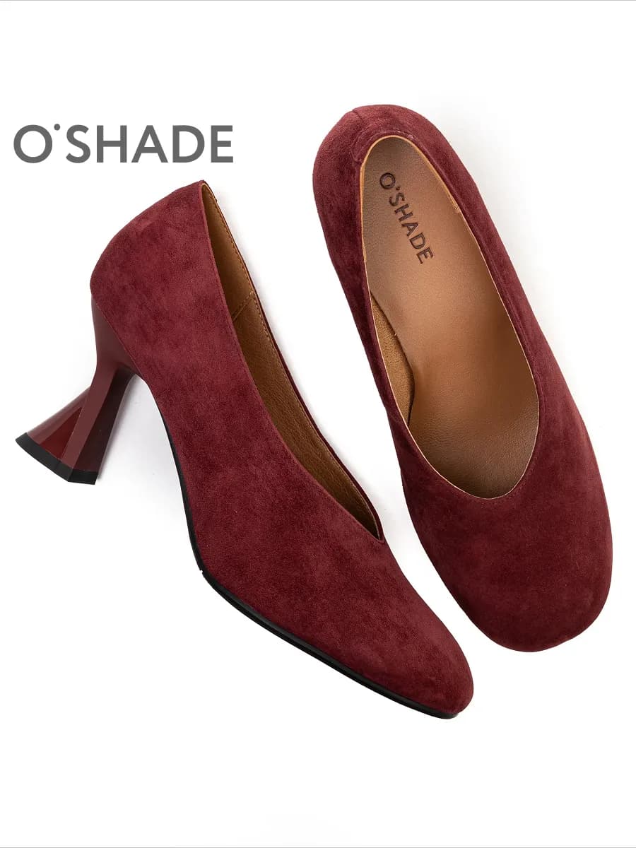 Туфли бордовые женские на каблуке - фото 1