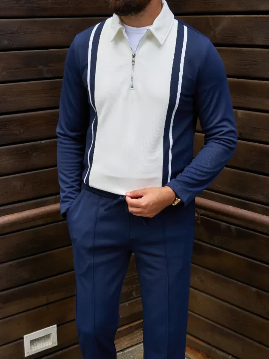 Костюм поло полузамок с длинным рукавом