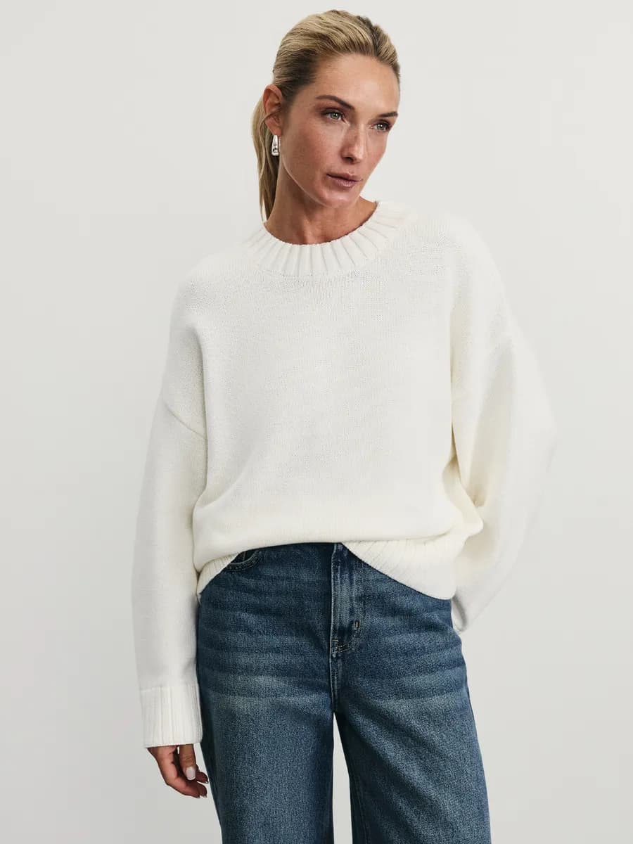 Джемпер вязаный базовый оверсайз из хлопка