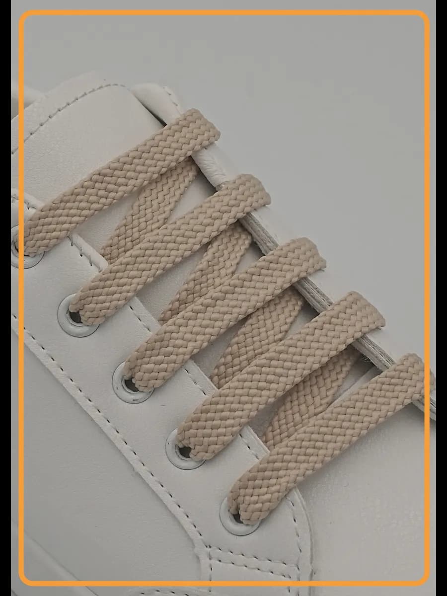 Шнурки для обуви кроссовок бежевые плоские прочные 100 см