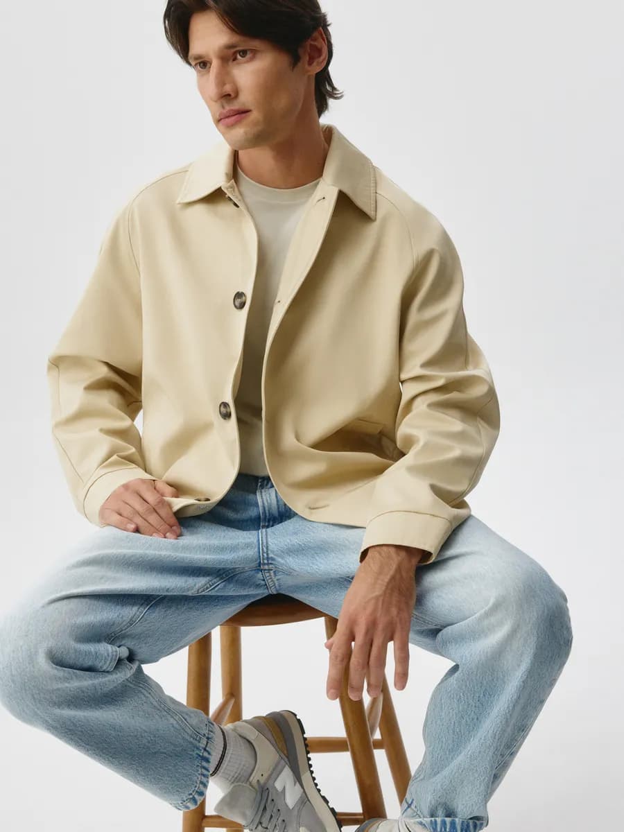 Тренч укороченный летний их хлопкового твила