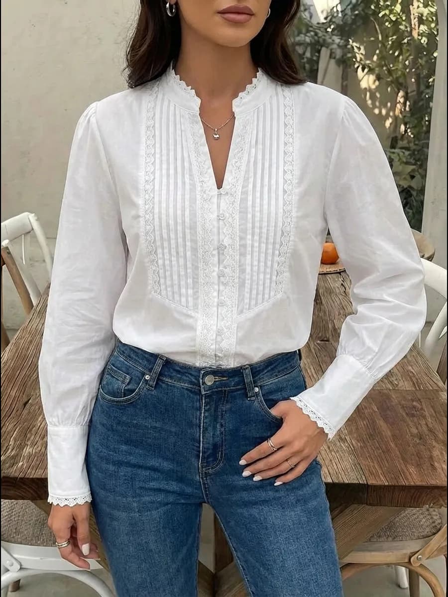 Кружевная рубашка хлопковая нарядная с вышивкой