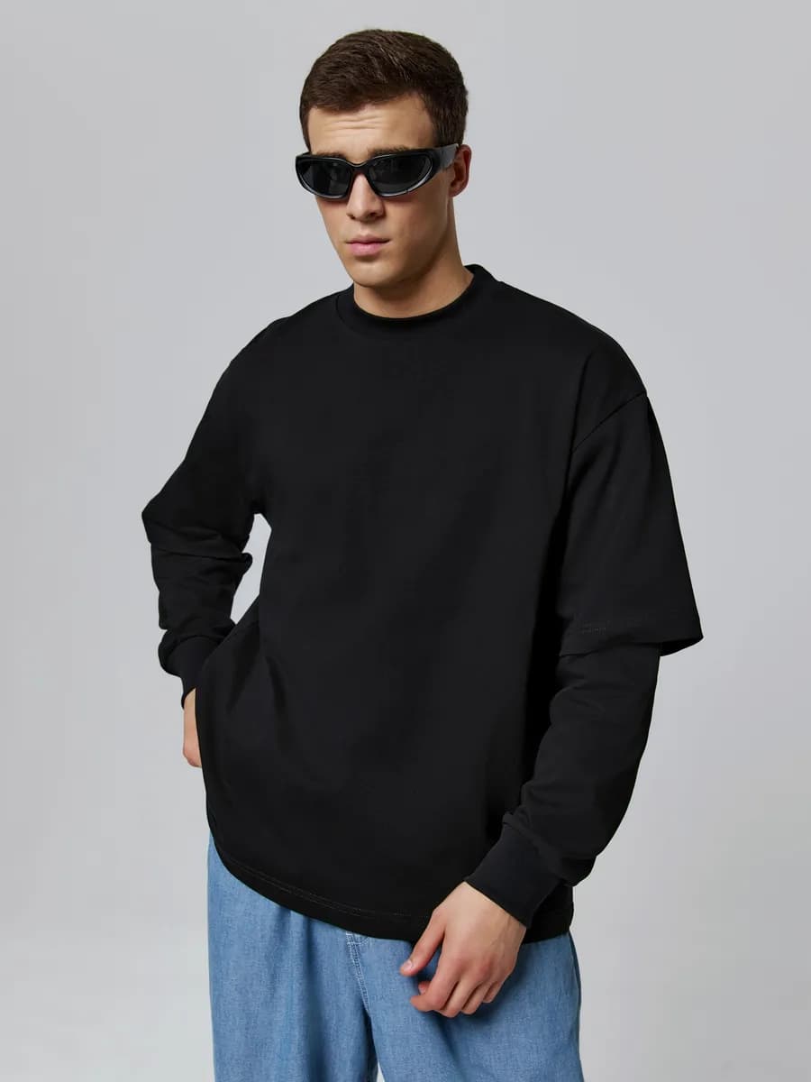 Лонгслив хлопок с двойным рукавом