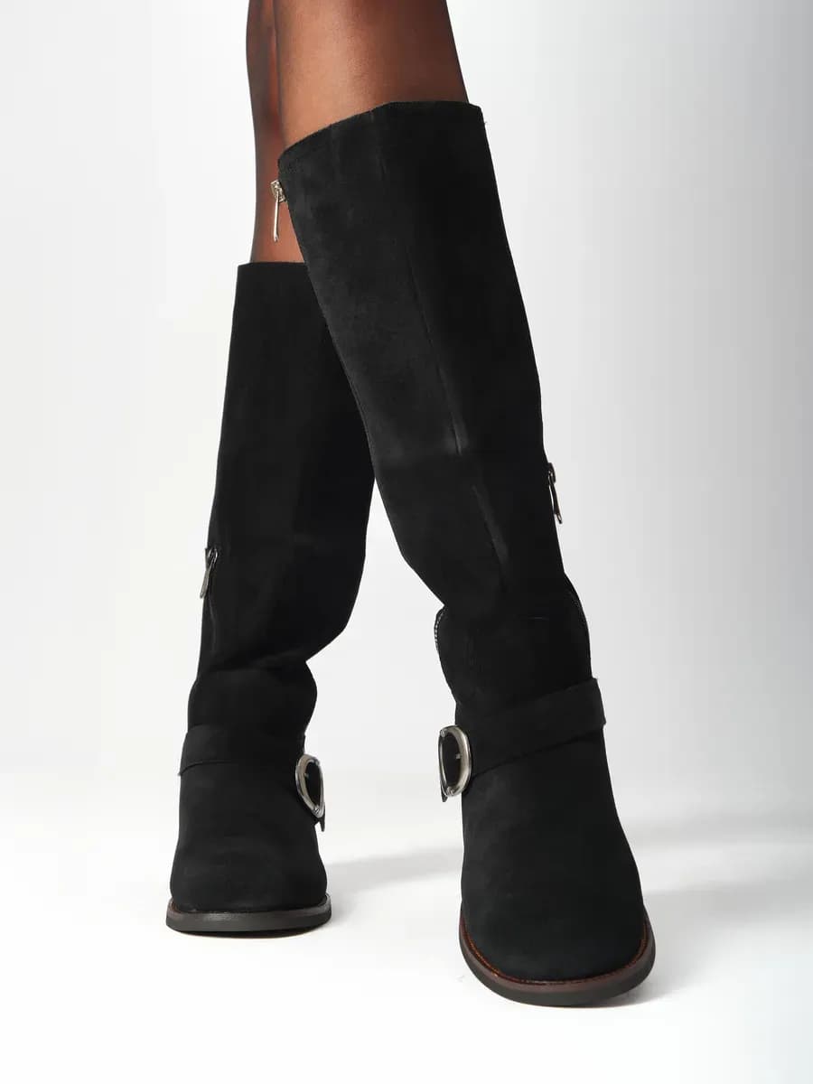 Сапоги трубы зимние натуральная замша