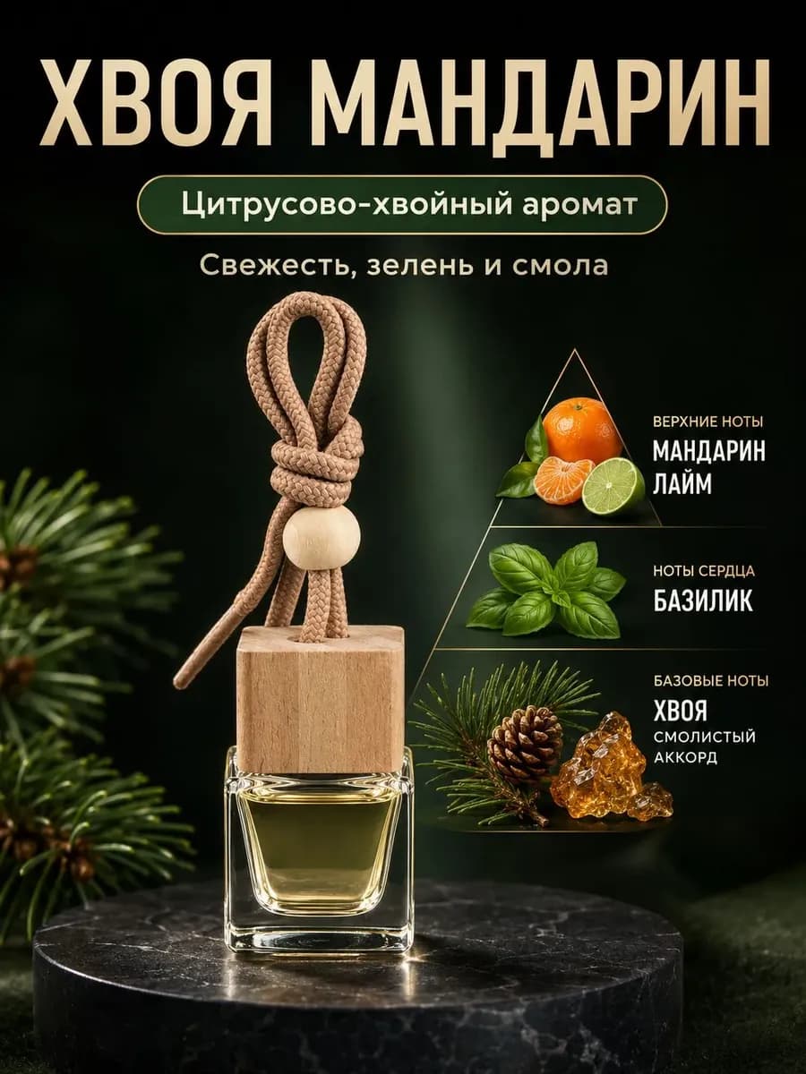 Ароматизатор в машину мужской стойкий хвои и мандарина