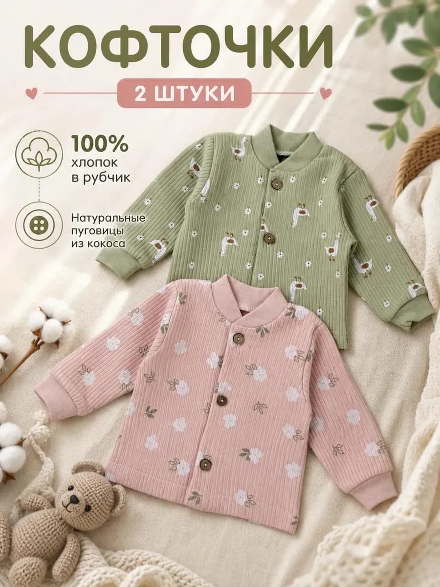 Кофточка для новорожденных на пуговицах набор 2 шт